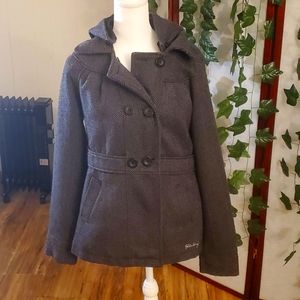 Billabong Gray and Black striped Peacoat